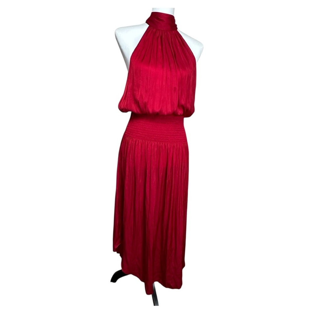 Ramy Brook Ruby Elegant Flowy Red Halter Neck Dre… - image 1